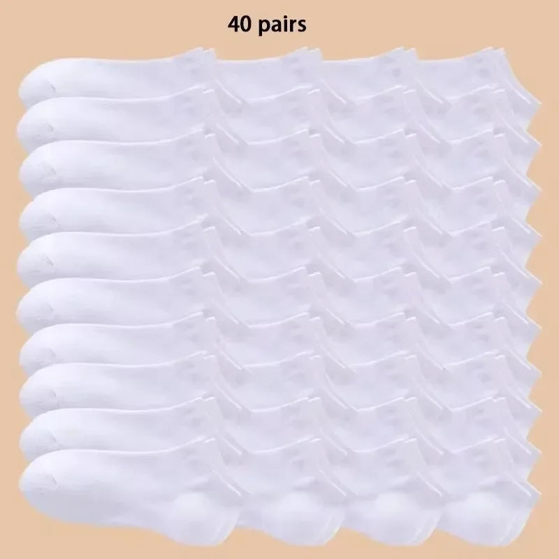 5/10/40Pairs Summer Solid Low Cut Ankle Socks Men Women Sports Socks Odor Proof Sweat Absorbing Sock Male lady Hosiery