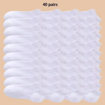 5/10/40Pairs Summer Solid Low Cut Ankle Socks Men Women Sports Socks Odor Proof Sweat Absorbing Sock Male lady Hosiery