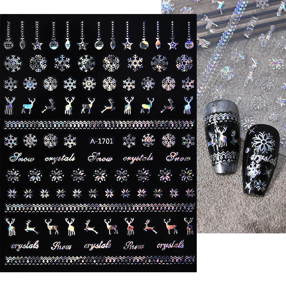 Winter Christmas Atmosphere Nail Stickers Snowman Snowflake Wapiti Self-adhesive High Quality Cute Nail Stickers Nail Art Deco