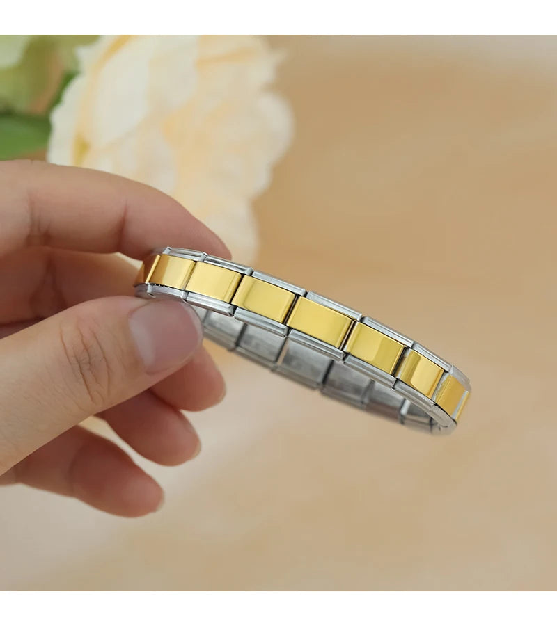 Hapiship 2024 New Men/Women's Jewelry 7/9/13mm Width Itanlian Elastic Charm Bracelet Fashion Stainless Steel Bangle ST-Top