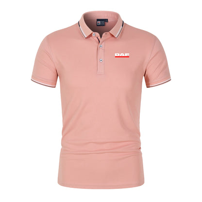 Men'S Casual Short Sleeve Polo Shirt DAF Logo Print Striped Color Block Sporty Style Collared Golf Shirt For Summer