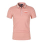 Men'S Casual Short Sleeve Polo Shirt DAF Logo Print Striped Color Block Sporty Style Collared Golf Shirt For Summer