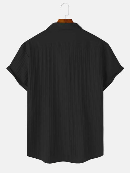 Men's  Comfortable Shirt Summer Beach Men's Shirt   Men's Short Sleeve Shirts  Solid Color Casual Short Sleeve Shirt