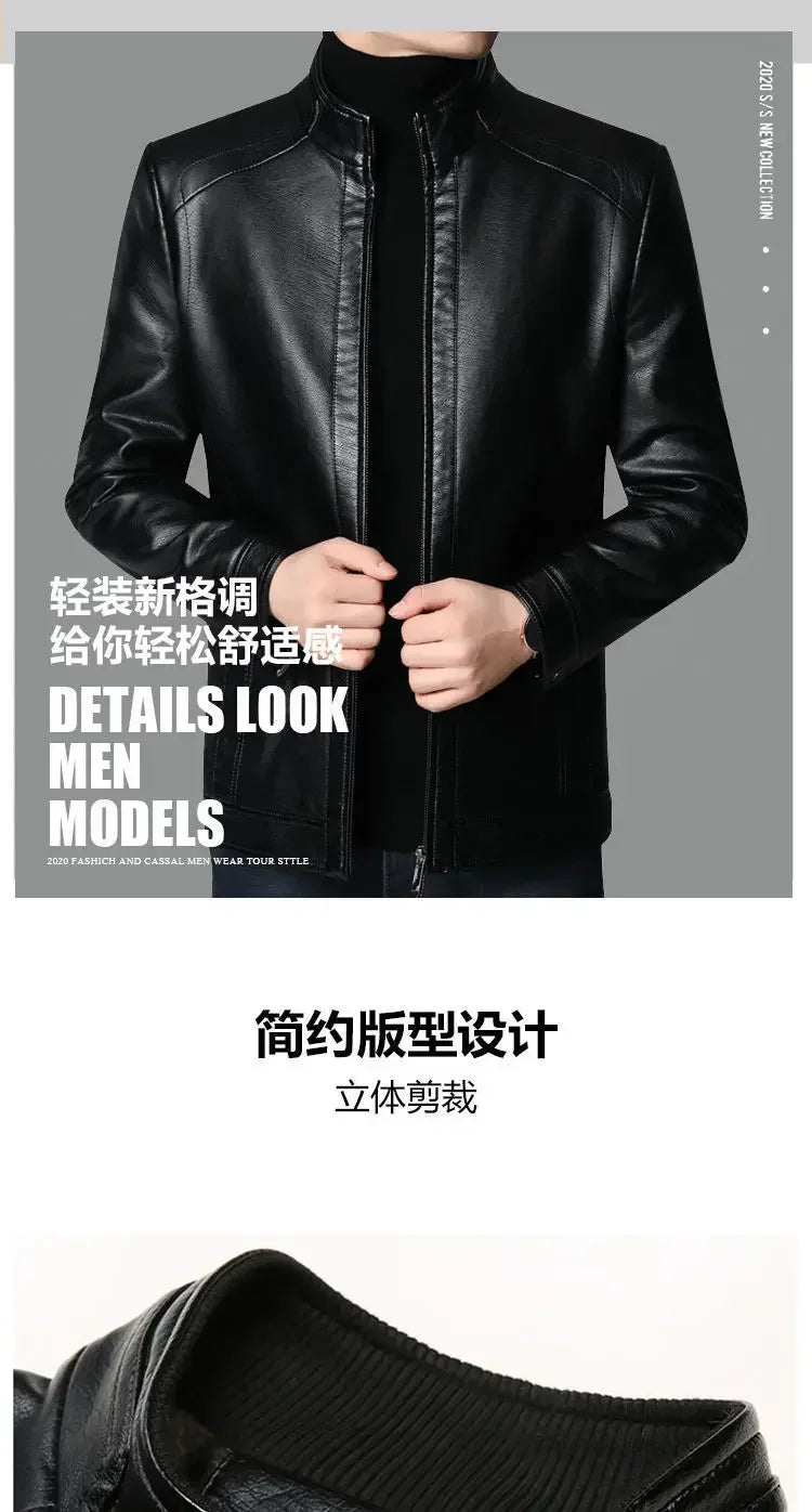 Men Leather Suit Jacket Men Slim Fit blazer Coat Men Fashion Leather jacket Streetwear Casual Blazer Jackets Male Outerwear mens