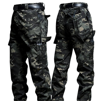Wear-Resistant Cargo Pants Men Casual Work Stretch Trousers Breathable Multi-Pocket Outdoor Waterproof Training Hiking Pant Male