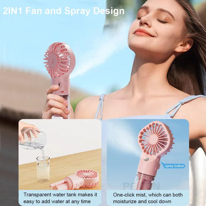 Portable Handheld Spray Fan - USB Charging Mini Humidifier Fan, Suitable for Travel and Outdoor Use as a Handheld Fan