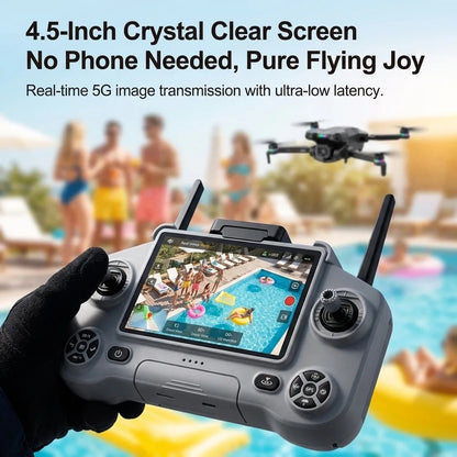 K900 Max GPS Drone 4.5-inch Screen Dual HD Camera,Obstacle Avoidance Professional Brushless Foldable FPV Quadcopter Airdrop Dron