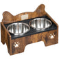 Raised Dog Bowl, Includes Two Stainless Steel Bowls with Splash-proof, Squeaky-Free Design, Suitable for Small and Medium Dogs