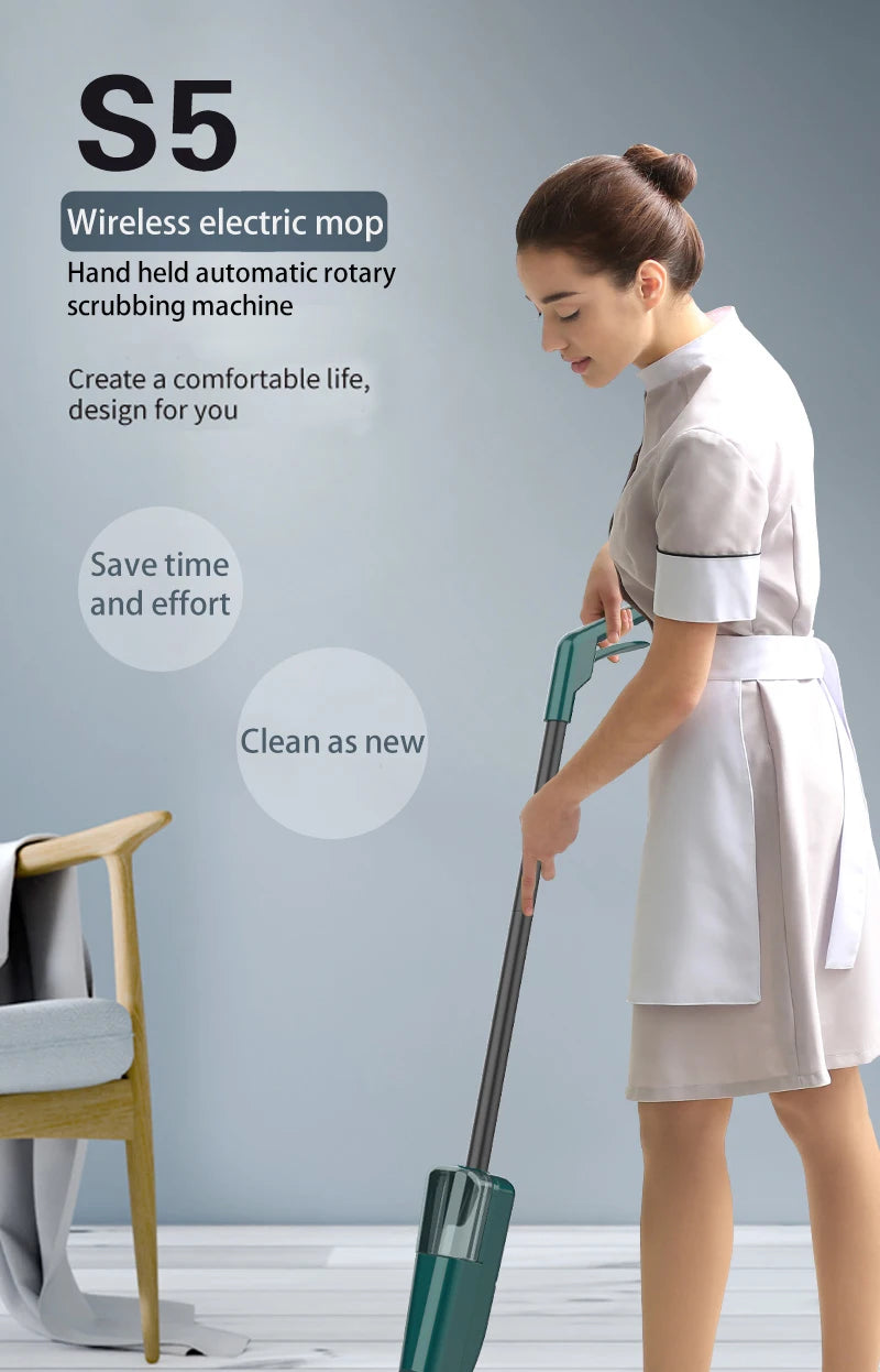 Wireless Electric Spin Mop Cleaner Automatic 2 in 1 Wet & Dry Home Cleaner Car Glass Ceiling Door Windows Floor Scrubber Machine