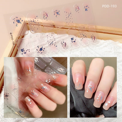 1PC Gel Nail Sticker Patch Slider Flower Gradient Color Back Glue Full Cover Waterproof Gel Nail Sticker UV Lamp Curing Manicur