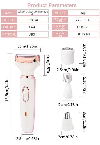 Electric Razor for Women Leg Body Hair Shaver Bikini Underarm Epilator Painless Facial Mustache Trimmer Portable Hair Remover