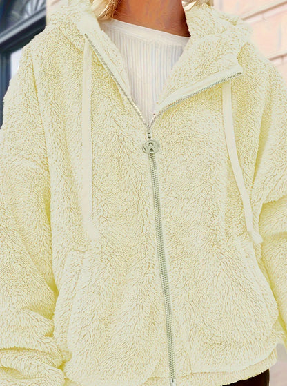 Champagne Women's Oversized Woven Hooded Casual Jacket Loose Fit Comfortable Outerwear for All Seasons Champagne