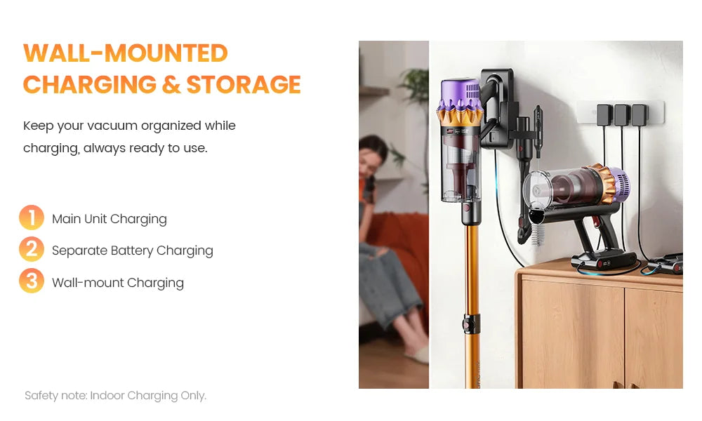 Erabros EV5 550W 70KPA Cordless Vacuum Cleaner Ultra-Strong Suction Power 80Mins Runtime Handheld Smart Vacuum Cleaner 4 Modes