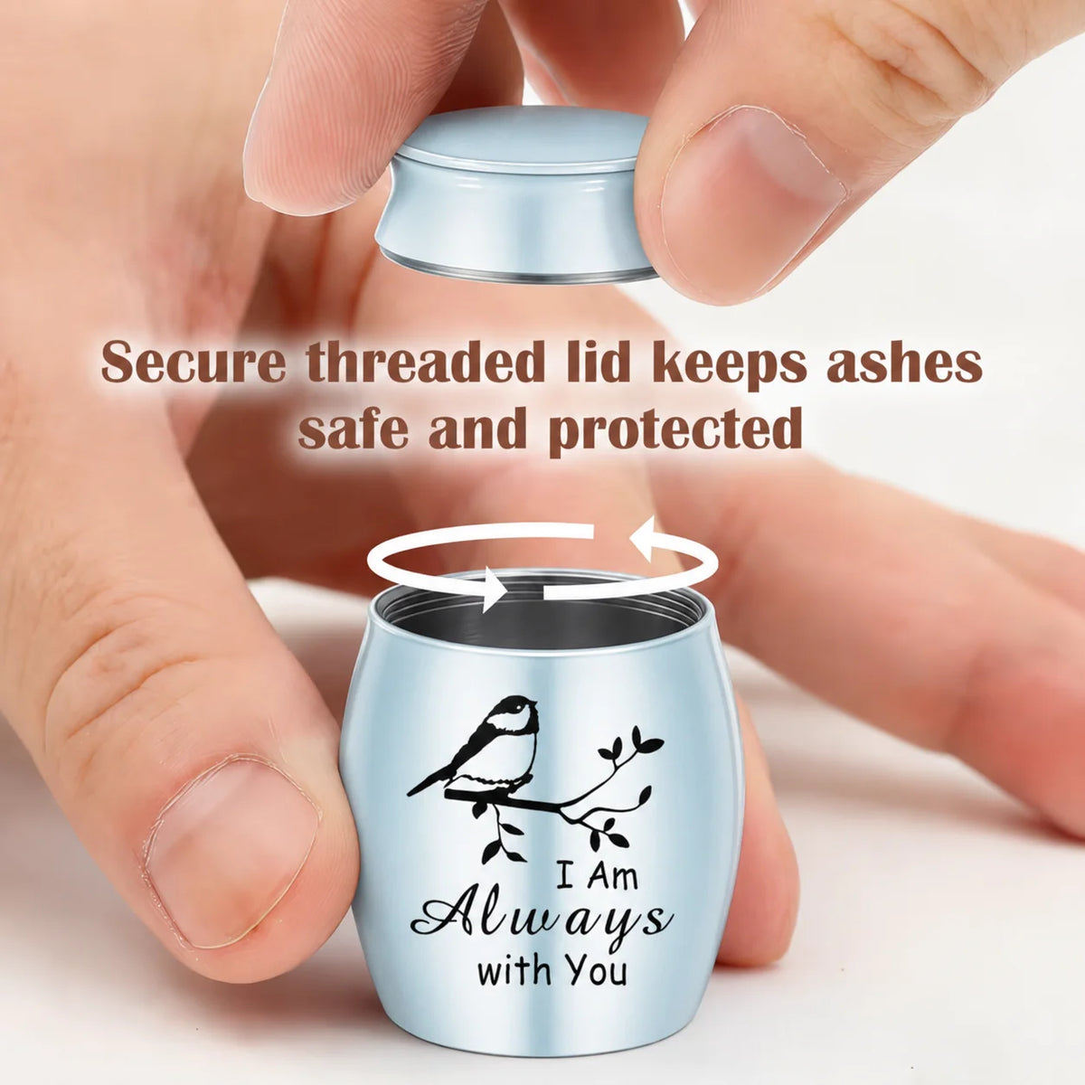 L27 Mini Stainless Steel Pet Cremation Urn Bird Branch Ashes Keepsake Memorial Container for Dog Cat Loss Remembrance Gift