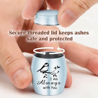 L27 Mini Stainless Steel Pet Cremation Urn Bird Branch Ashes Keepsake Memorial Container for Dog Cat Loss Remembrance Gift