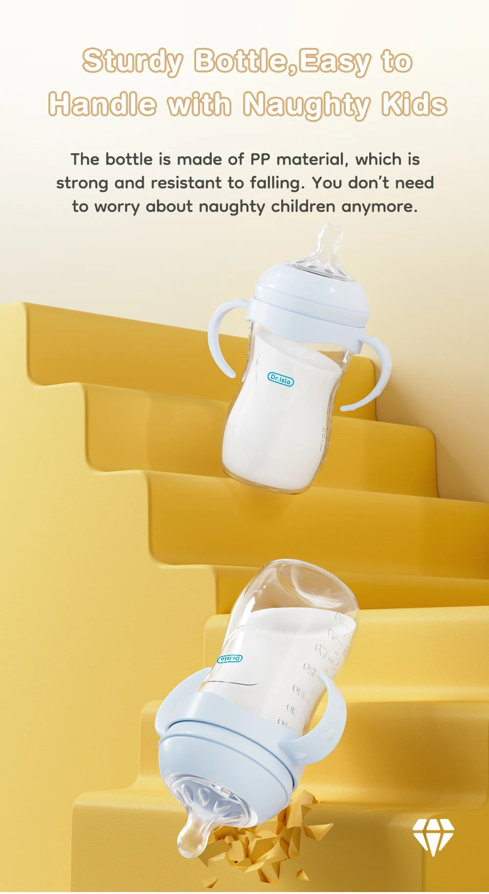 Baby PP Bottle 150/240/330ML Newborn Baby Bottle with Handle Milk Bottle Feeding Baby Bottles Newborn Feeding Supplies BPA-FREE
