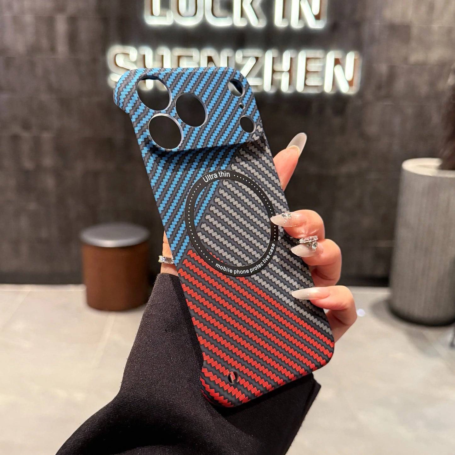 17 ProMax for Magsafe Carbon Fiber Frameless Case For iPhone 16 15 14 13 12 Pro Max Plus 17Air Magnetic Slim Color Blocked Cover