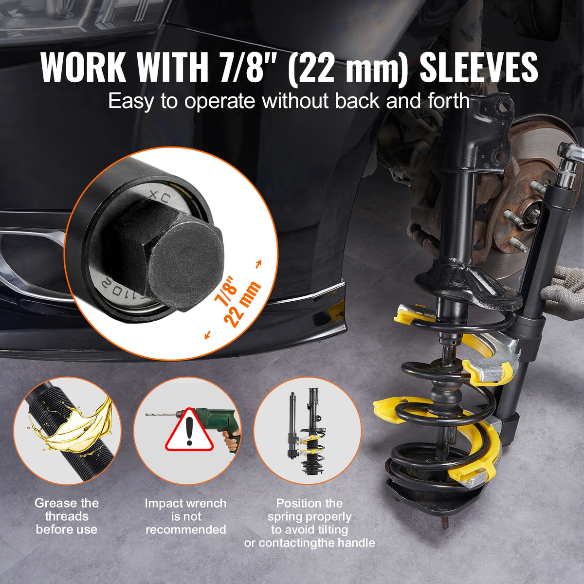 SucceBuy Strut Spring Compressor Macpherson Strut Spring Compressor Kit Interchangeable Fork Strut Coil Extractoror Remover Tool