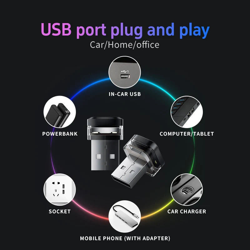 1x Car USB Led Light mood lamp Plug Play Universal LED interior Atmosphere Light Auto Reading Lamp Decorations Decorative Strip