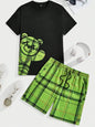 2026 Summer Casual Short-Sleeve Fashionable Breathable Sports Set Loose-Fit Quick-Dry Men's Short-Sleeve Hip-Hop Bear Print Set