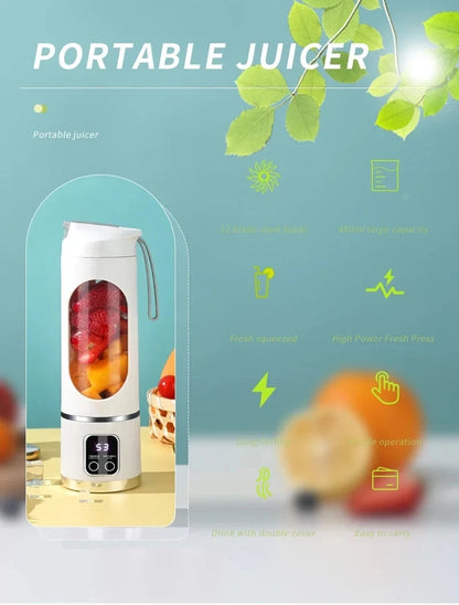 2026 New Household Charging MINI Crushed Ice Electric Juicer Powerful Motor 450ML Large Capacity Digital Display Juice Cup