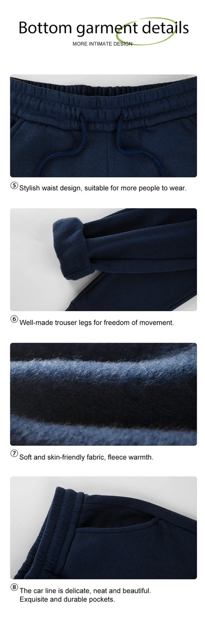 Man's Hoodie Set Winter Solid Color Two Pices Sets Long-Length Street Clothes Casual Sports Sweatpant Hoody Unisex Fashion Suit