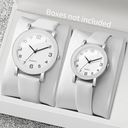 1/2PCS Fashion Couple's Watches Leather Strap Wristwatch Men Women Casual Arabic Dial Quartz Watches (Without Box)