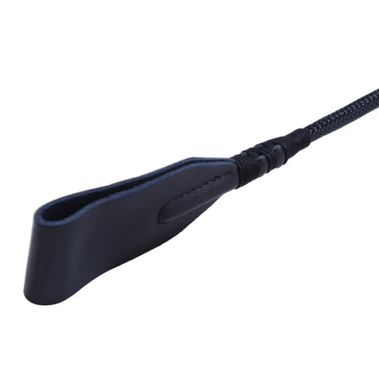 High Quality Black Faux Leather Horse Whip Hand Made Halter Braided Riding Racing Equipment