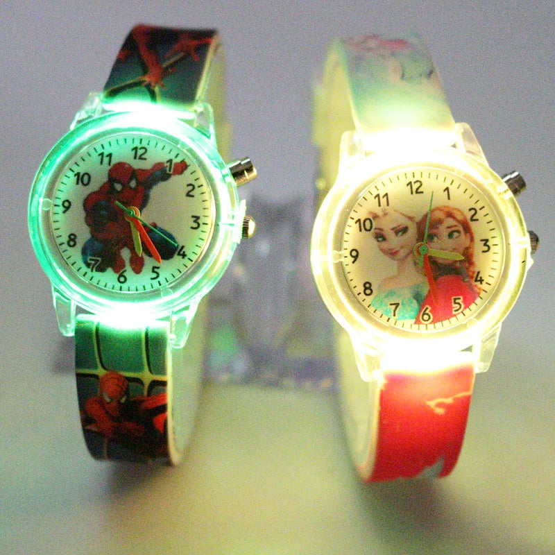 New Princess Elsa Children Watches For Girls Silicone Strap Cartoon Luminous Light Kids Wrist Watch Toys Clock reloj infantil