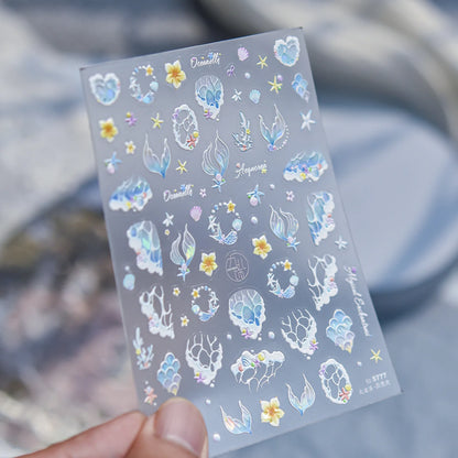 5D Nail Stickers Summer Beach Shell Crystal Diamond Self Adhesive Nail Art Stickers DIY Cute Ocean World Nail Decorations Parts