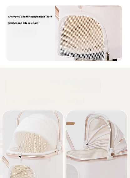 Luxury PU leather pet stroller,Car Pet Basket,lightweight Foldable Dog Travel Stroller,Portable Outdoor Cat and Dog Stroller