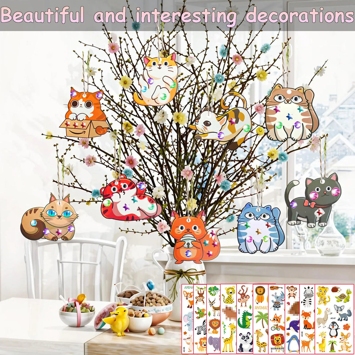 290PCS Wooden Cat Painting DIY Handcraft Kit Creative Decoration Artwork Craft Set Ideal for Drawing & Handmade Gifts