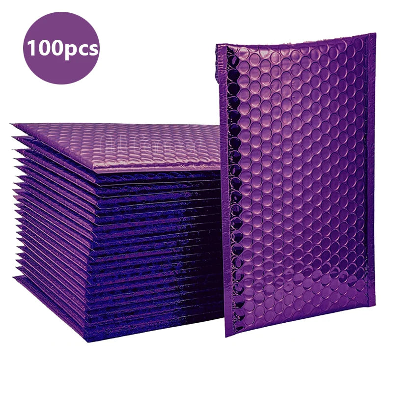 100Pcs Packaging Shipping Bag Self Seal Purple Waterproof Courier Bags Bubble Mailers Padded Bubble Envelopes Bag shipping bags