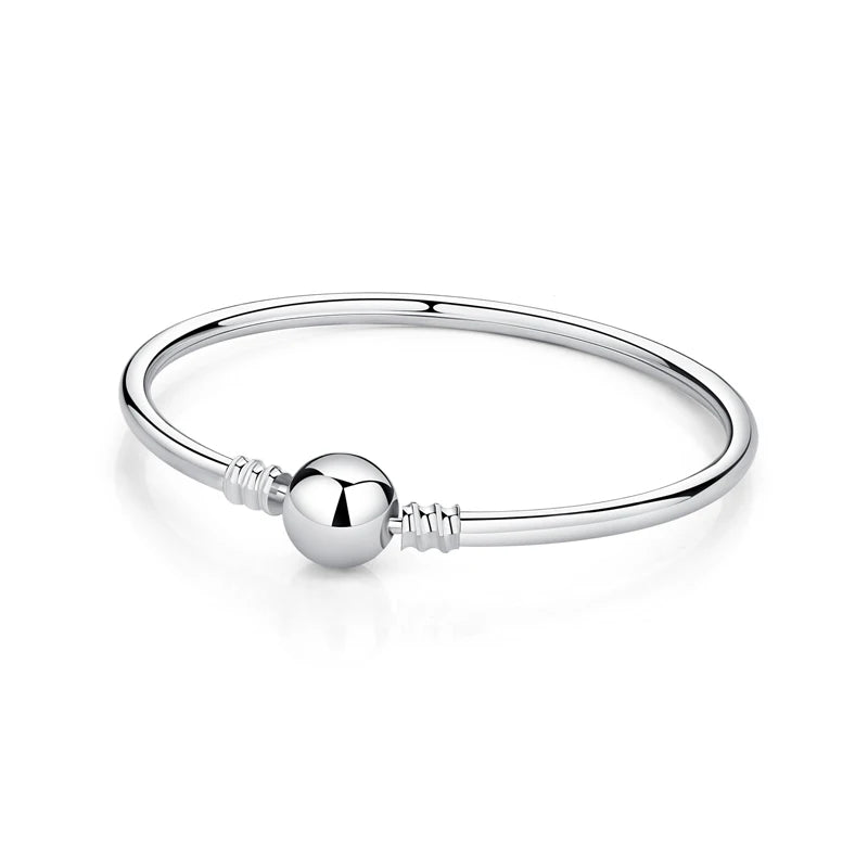 Original 925 Sterling Silver Bracelets Love Heart Moon Flower Butterfly Pave CZ Bracelets For Women DIY Jewelry Party Gift
