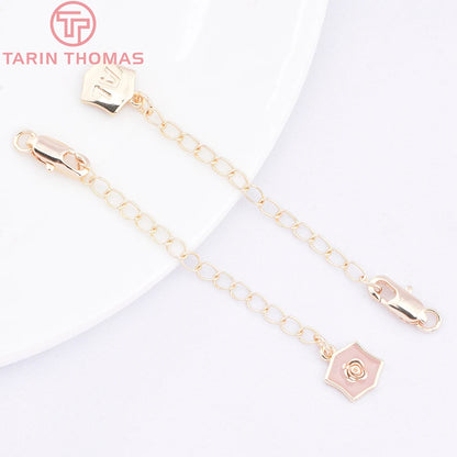 (3564) Full Length 85MM 24K Gold Color Plated Brass Extender Chain with Lobster Clasps High Quality Jewelry Accessories