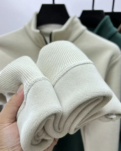 Men's Knitwear Solid Color Chunky Half Zipper Thickening Sweater Warm Sweater Fashion Luxury Men's Clothing Turtleneck Sweater