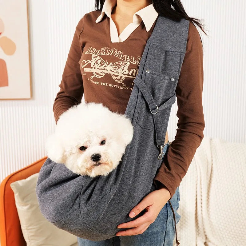 Breathable Pet Sling Carrier Bag for Cats Small Dogs Up to 7.5kg - Portable Single Shoulder Travel Pet Carrier