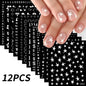 12Pcs 3D Gold Sliver Stars Nail Stickers Bronzing Starlight Nail Art Decals Self Adhesive Slider Decals DIY Nail Tips Decoration