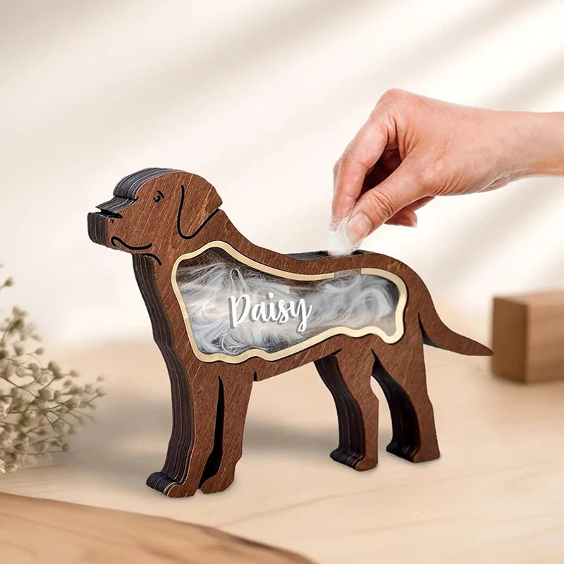 Personalized Dog Hair Memorial Box Creative Custom Name Wooden Pet Hair Keepsake Container Pet Memorial Gift for Dog Owners