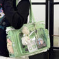 Japanese Sweet Women Ribbon Ita Bag Cute Lolita Girl Transparent Handbags Fashion Large Capacity Tote Bag Aesthetic Shoulder Bag