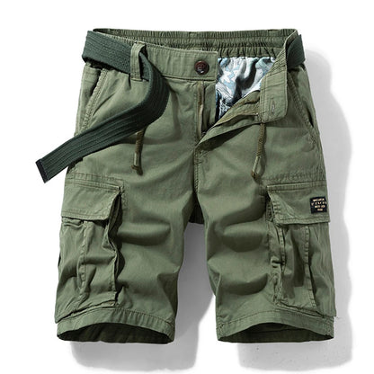 Men Summer New Multi Pockets Cotton Cargo Shorts Men Fashion Solid Quick Dry Joggers Shorts Pants Outdoor Breathable Shorts Male