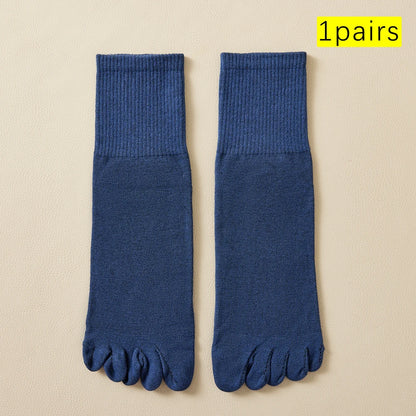 Hot Sale Men's Cotton Toe Socks Moisture-Wicking Odor Control Seamless Toe Design Long Crew Socks for Sports Daily Wear