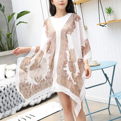 Women Shawl Cashew Print Beads Ladies Loose-fitting Sexy Cover Up for Vacation Woman Scarf Ladies Shawl