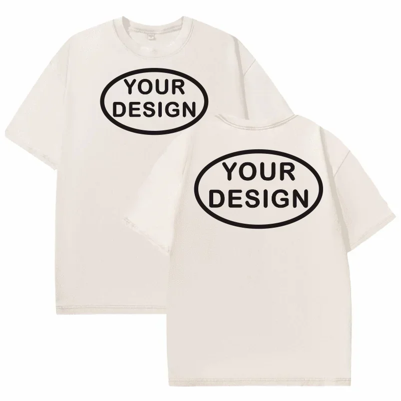 Custom T-shirt with Hip-hop Street Team Logo Men's 230G Pure Cotton, Loose Fit, High-temperature Printed Custom Top