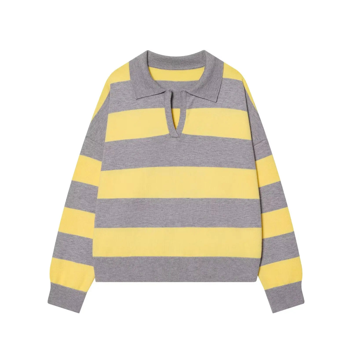 Sweater knitted Pullover Women's Spring 2026 New Fashion Striped Loose Polo neck Warm Women Sweater Chic Youth Holiday Pullover