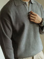 Fashion Solid Color Men Polo Kint Shirt Autumn Long Sleeve Turn-down V-neck Sweater Casual Jumper Tops Men's Knitwear Clothing