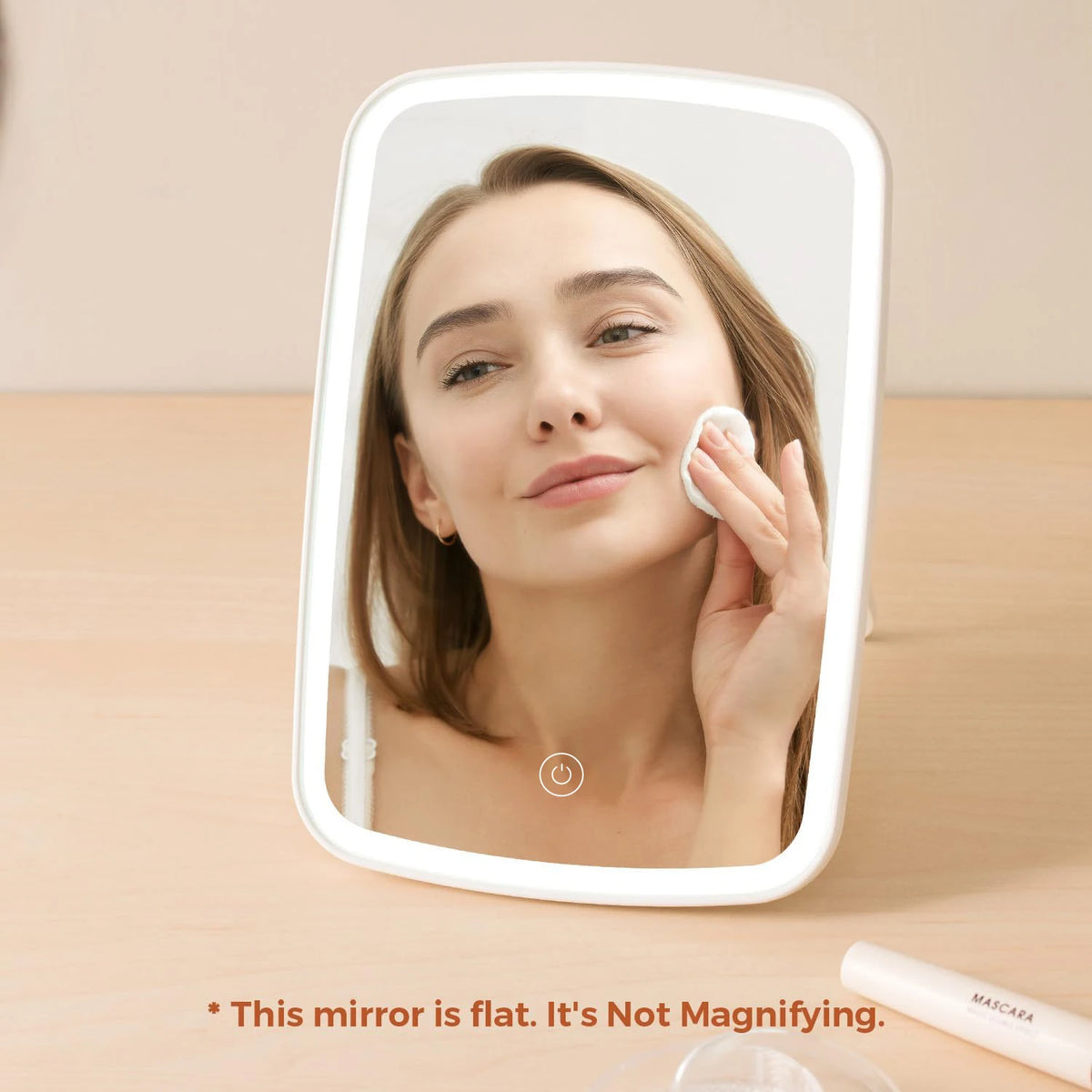 LED Makeup Mirror with Stand Desktop Folding Compact Square Travel Cosmetic Portable Lighted Vanity Mirror Touch Screen Tabletop