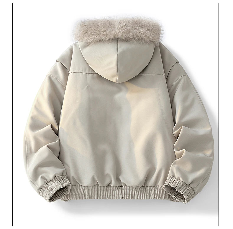 Camouflage Thick Parkas Winter New High Quality Men's Solid Color Wool Collar Anti Cold Parkas Comfortable Men's Cotton Jacket