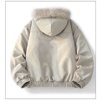 Camouflage Thick Parkas Winter New High Quality Men's Solid Color Wool Collar Anti Cold Parkas Comfortable Men's Cotton Jacket