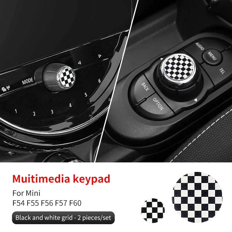 Central Control Volume Multimedia Button Knob Sticker for MINI Cooper F55 F56 F57 F60 Countryman Leather Car Interior Styling
